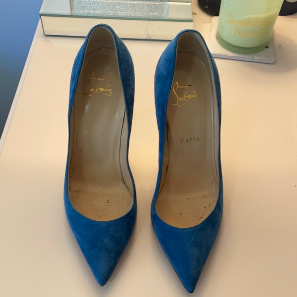 Blue suede louboutins